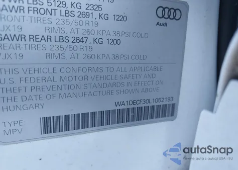 2020 Audi Q3 Premium 45 Tfsi S Line Quattro Tiptronic from USA, damaged, VIN WA1DECF30L1052193